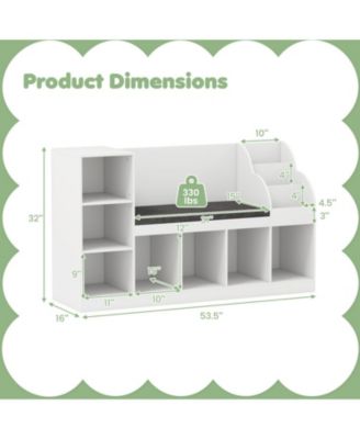 3-in-1 Kids Bookcase with Reading Nook and Cubby Storage, 53.5 in Wide