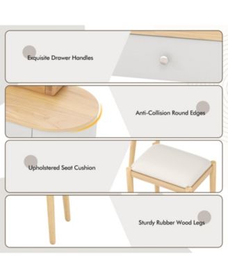 Makeup Vanity Table Set with LED Mirror and 3 Spacious Drawers