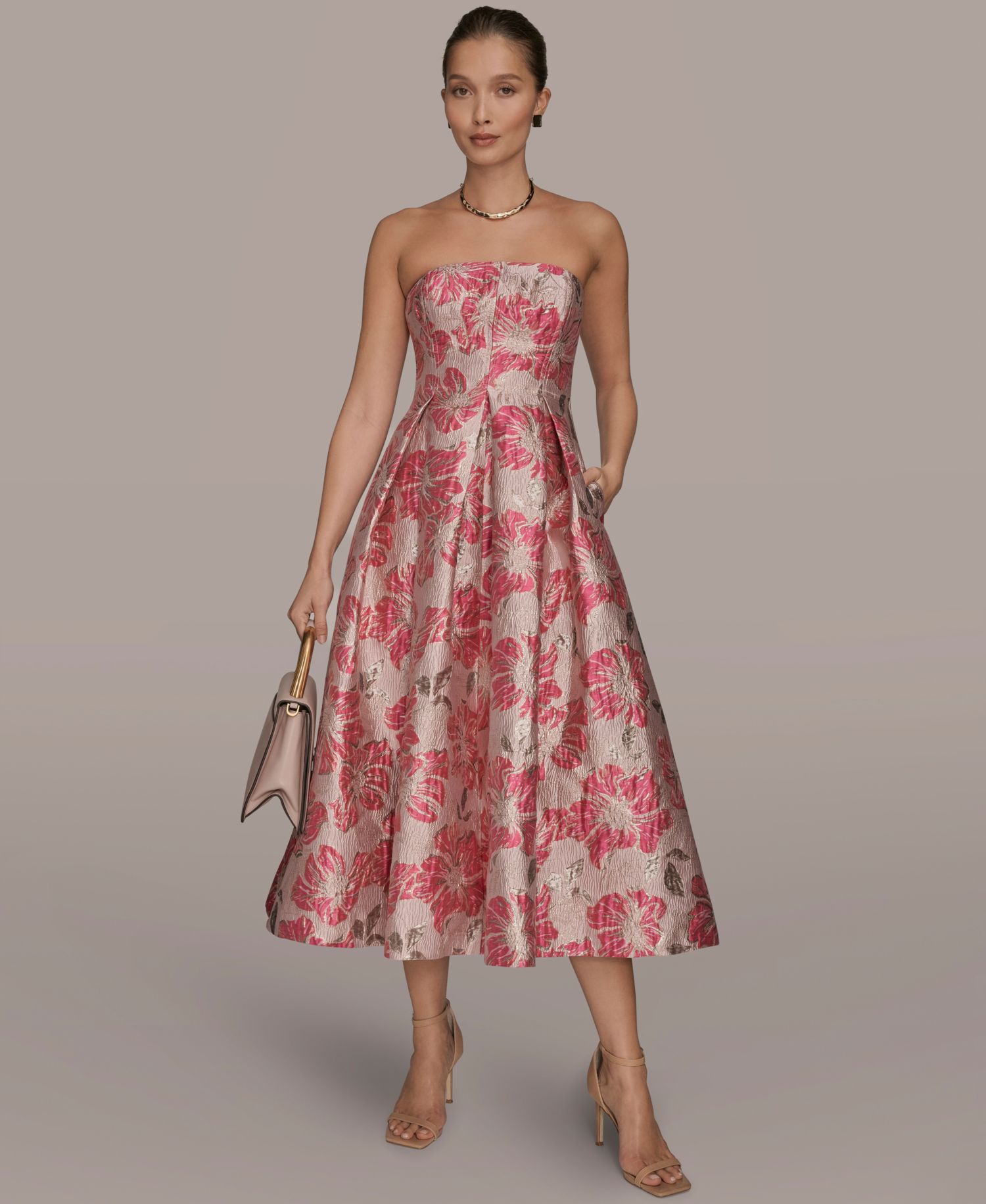 Women's Jacquard Strapless A-Line Dress