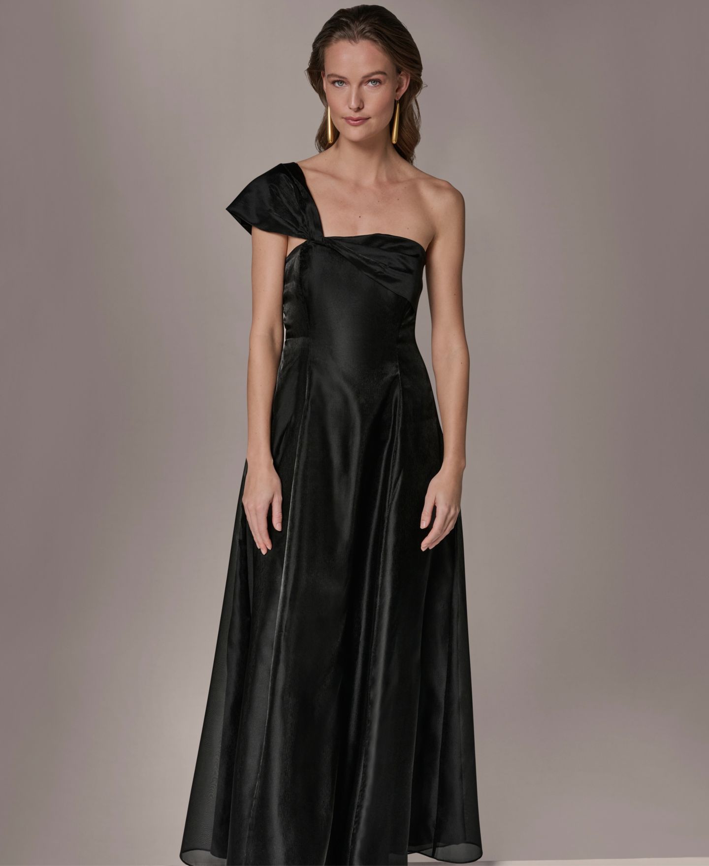 Женское платье Donna Karan New York Asymmetric-Neck One-Shoulder Gown, цвет: Чёрный — фото 2