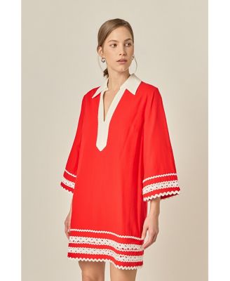 Women's Color Block Shirt Mini Dress