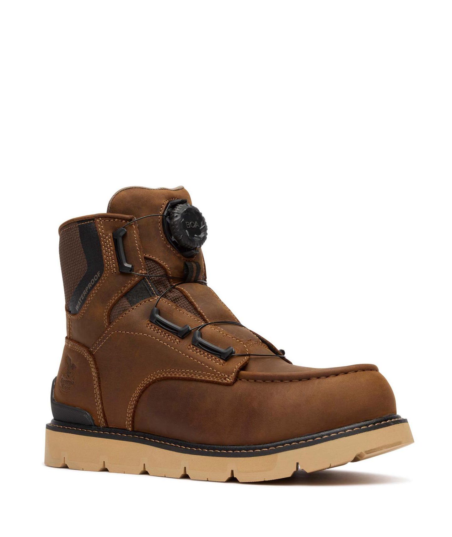 Мужские ботинки GEORGIA BOOT Carbon Flex BOA Waterproof Moc-Toe Work Boot, цвет: Коричневый — фото 1