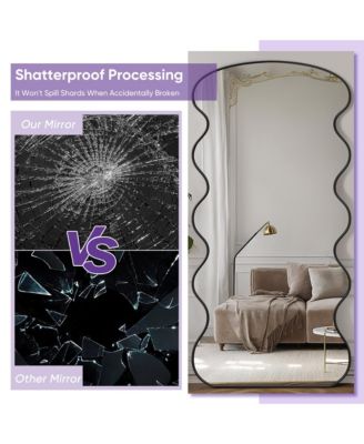 Full Length Mirror 76"x34" Wavy Mirror Full Length with Stand for Bedroom Living Room Cloakroom