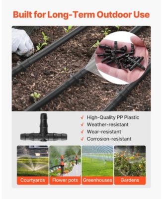 Drip Irrigation Fittings Kit, 300 Pcs, for 1/4" Tubing, for Yard and Garden
