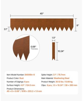 Steel Landscape Edging, 6 Pack, 40 x 8 inches, Bendable for Garden and Yard Borders