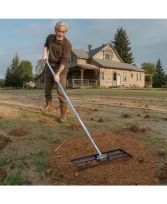 Lawn Leveling Rake, 30x10 in, Carbon Steel, Adjustable Height for Yard Use