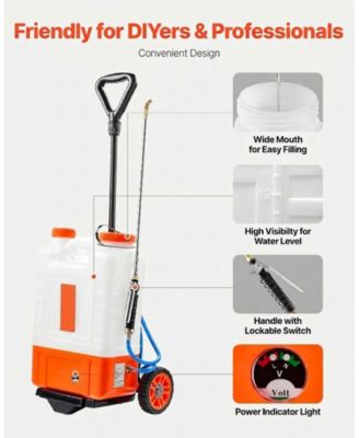 Battery Powered Backpack Sprayer, 4 Gallon Tank, 8 Nozzles, Adjustable Pressure