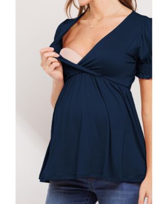Maternity Wrap Nursing Top with Empire Waist