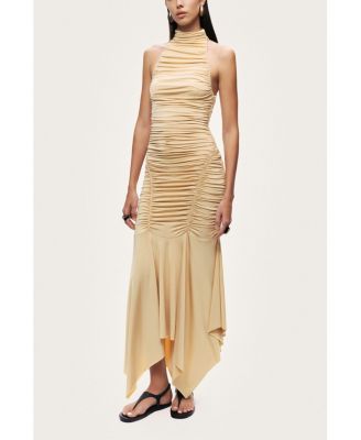 Women's Ruched Halter Midi Dress