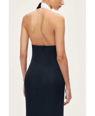 Women's Contrast Draped Halter Maxi Dress