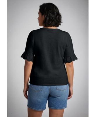 Women's Eyelet Trim Top