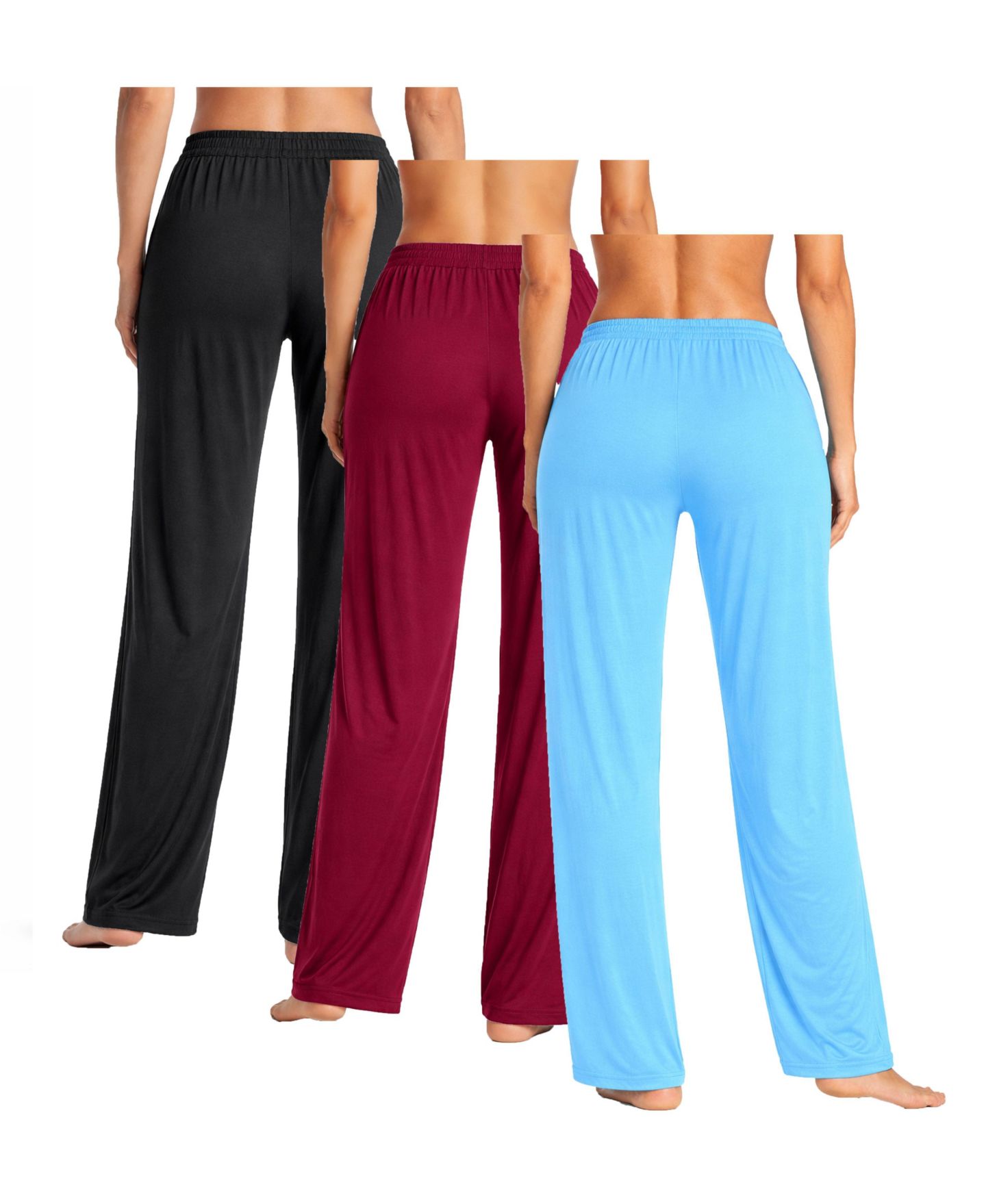 Женские брюки Blue Ice Loose Fit Classic Lounge Pants-3 Pack, цвет: Чёрный бордовый синий — фото 3