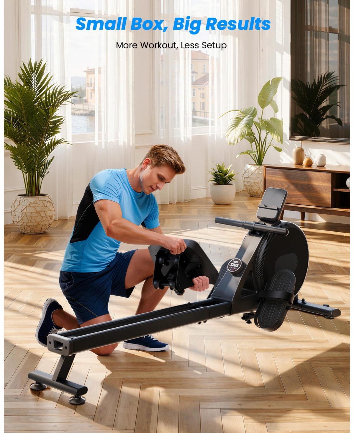 DeerRun 3-in-1 treadmill w/ handlebar. 300LB cap, 3.0HP motor, Led display, remote & App control. Foldable for small home/office spaces