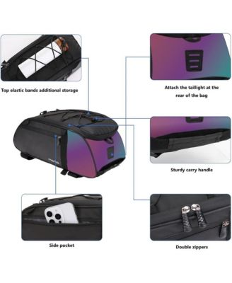 Waterproof Bike Rack Bag with Reflective Tail, Bicycle Rear Seat Trunk Storage with Shoulder Strap for Commuting Travel Cycling