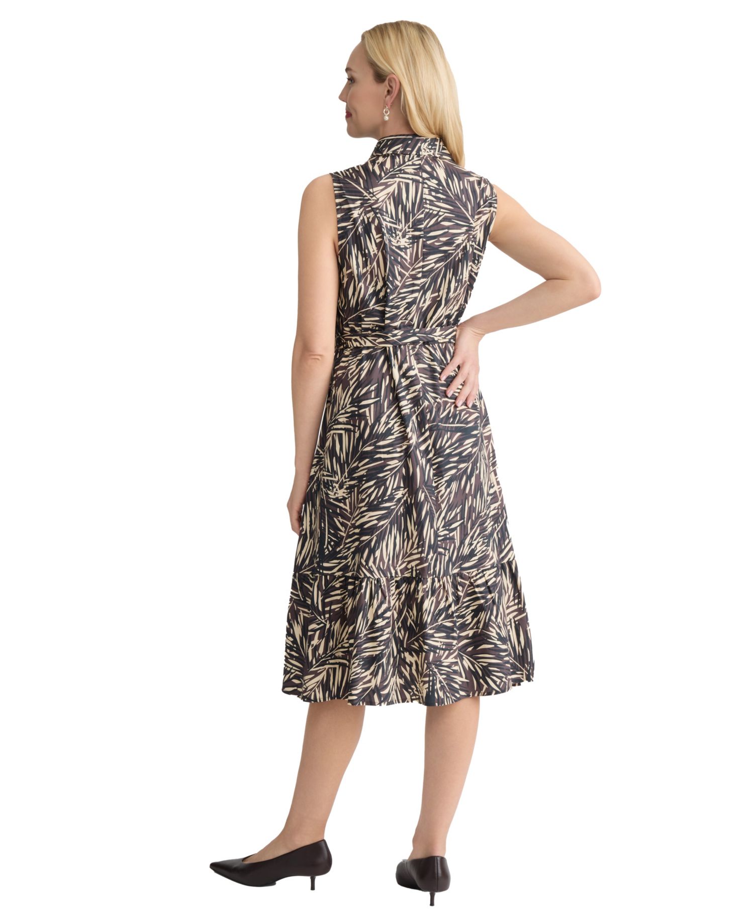 Women's Printed Collared Neck Shirt-Dress
