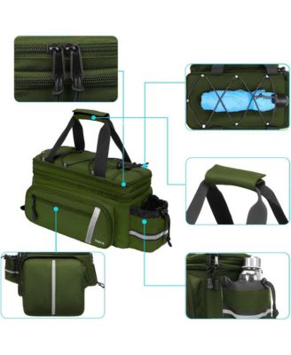 Insulated Bike Rack Bag with Rain Cover, Bicycle Trunk Cooler with Foldable Panniers for Commuting Travel Outdoor Cycling