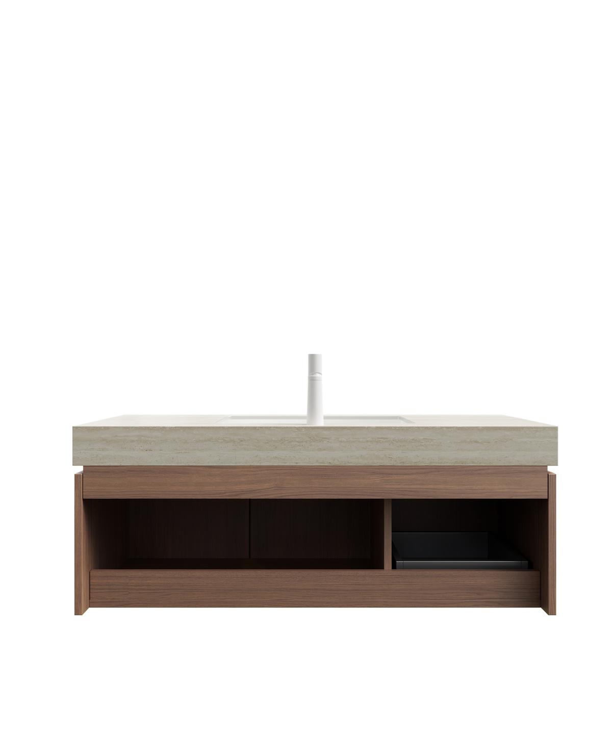 Sillysis Modern Floating Bathroom Vanity with Sintered Stone Top, Undermount Sink, Soft Close Drawer and Ample Storage