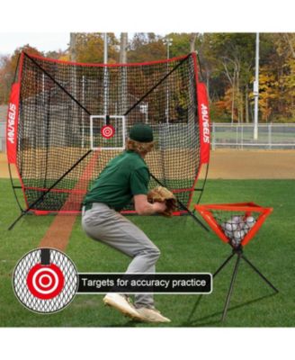 Baseball Softball Practice Net,Pitching Net,Batting Net,with Baseball Tee,Bonus Strike Zone,Target and Bow Frame,for Hitting,Pitching