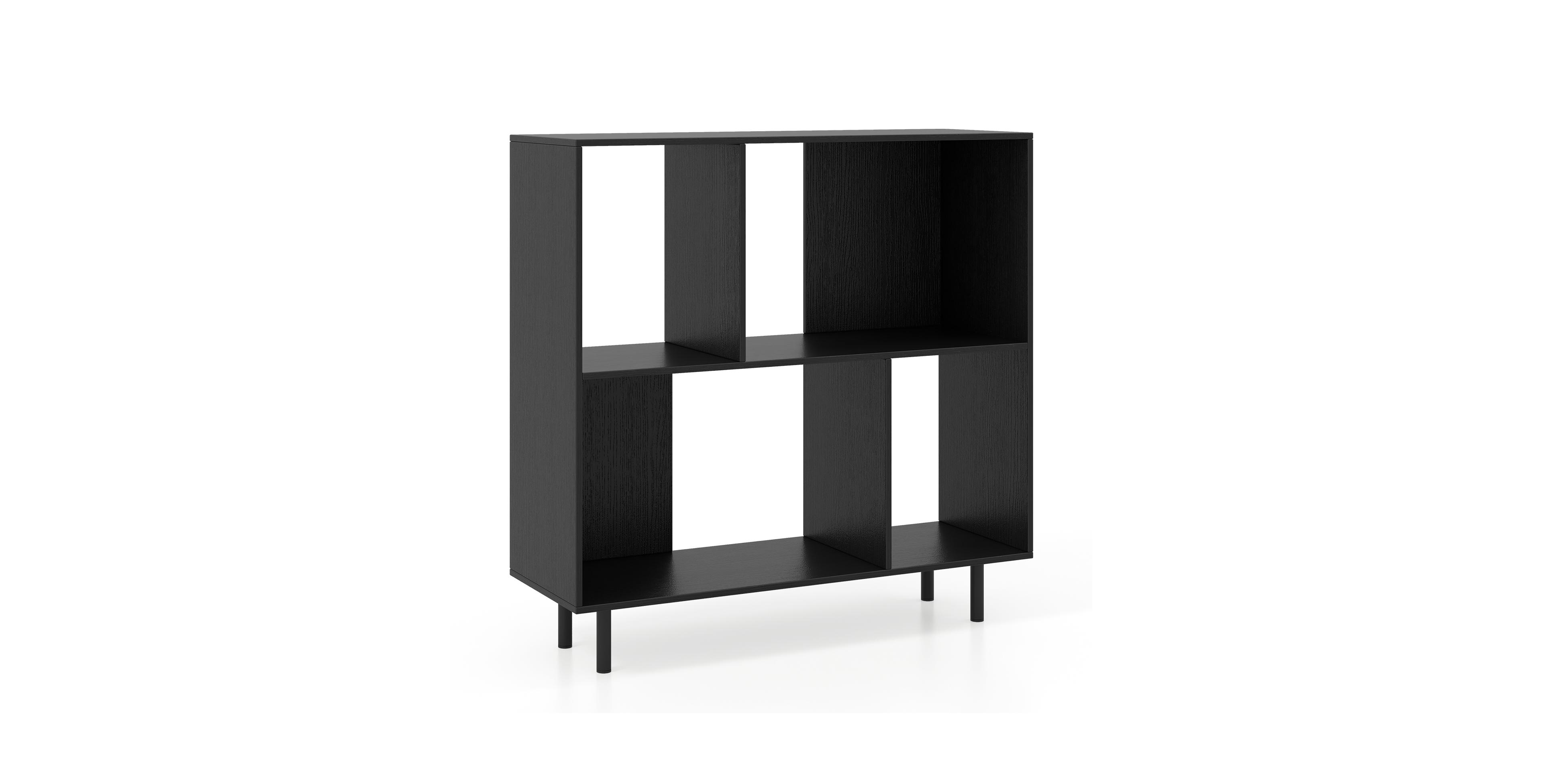 Gouun 4-Compartment Open Shelf Bookcase with Metal Legs, 35.5 x 12 x 35.5 in
