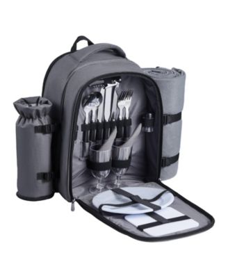 2-Person Picnic Backpack with Insulated Cooler, Blanket and Tableware Set