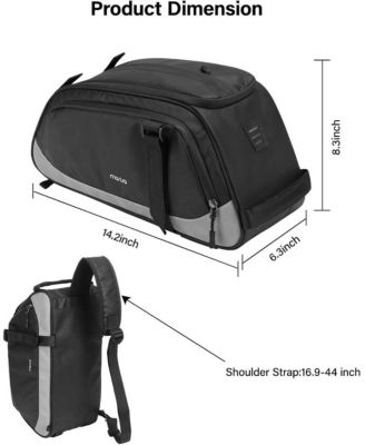 Waterproof Bike Rack Bag with Rain Cover, Convertible Bicycle Trunk Storage with Shoulder Strap for Commuting Travel Cycling