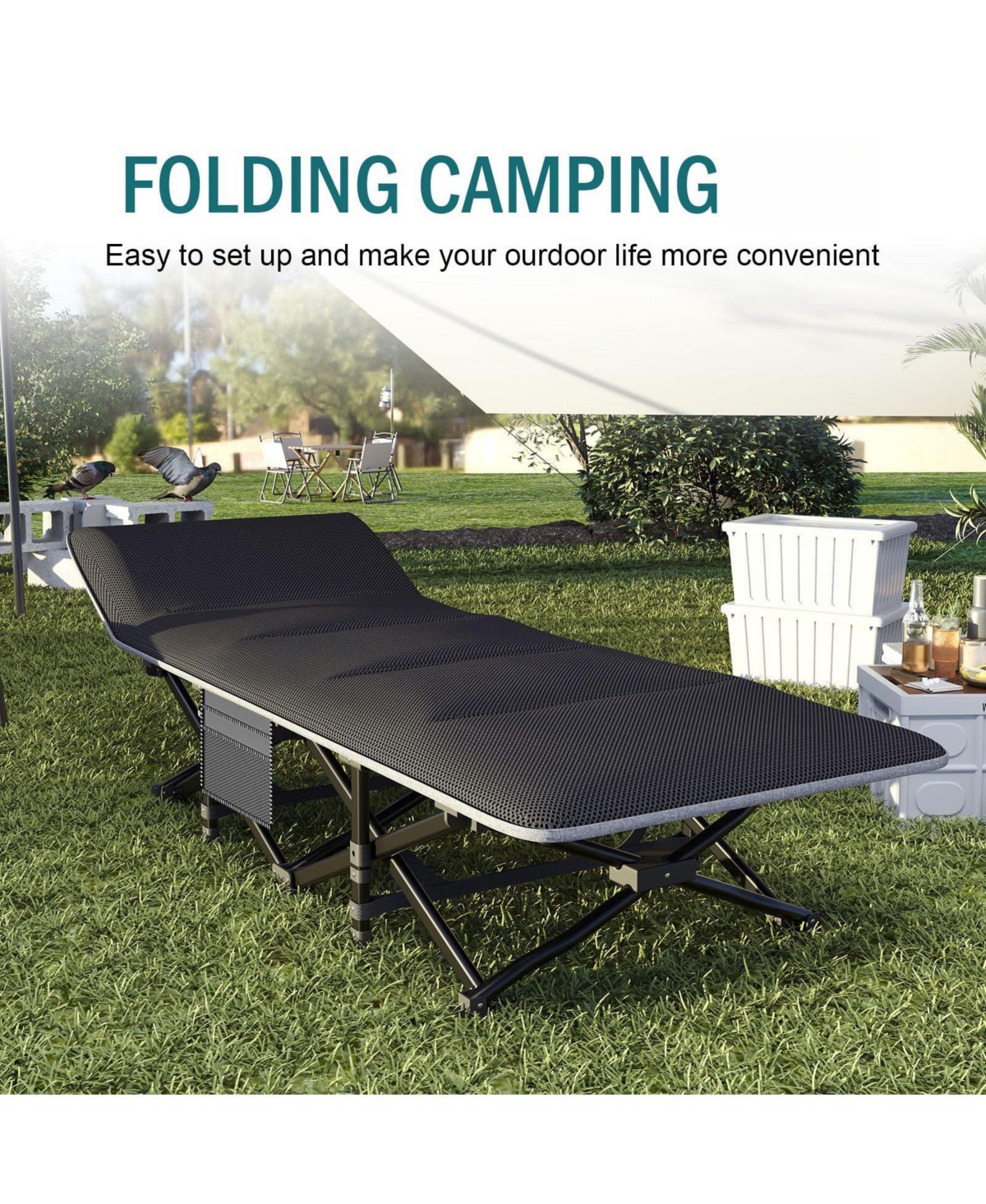 Camping Folding Bed Tent Portable Sleeping Outdoor Office 450Lbs Camping Outdoor Recreation Gear
