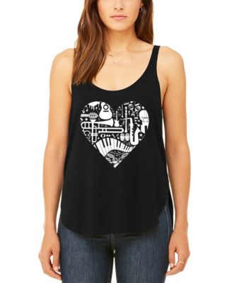 Women's Musical Instrument Heart Premium Word Art Flowy Tank Top