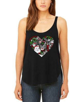 Women's Christmas Themed Heart Premium Word Art Flowy Tank Top