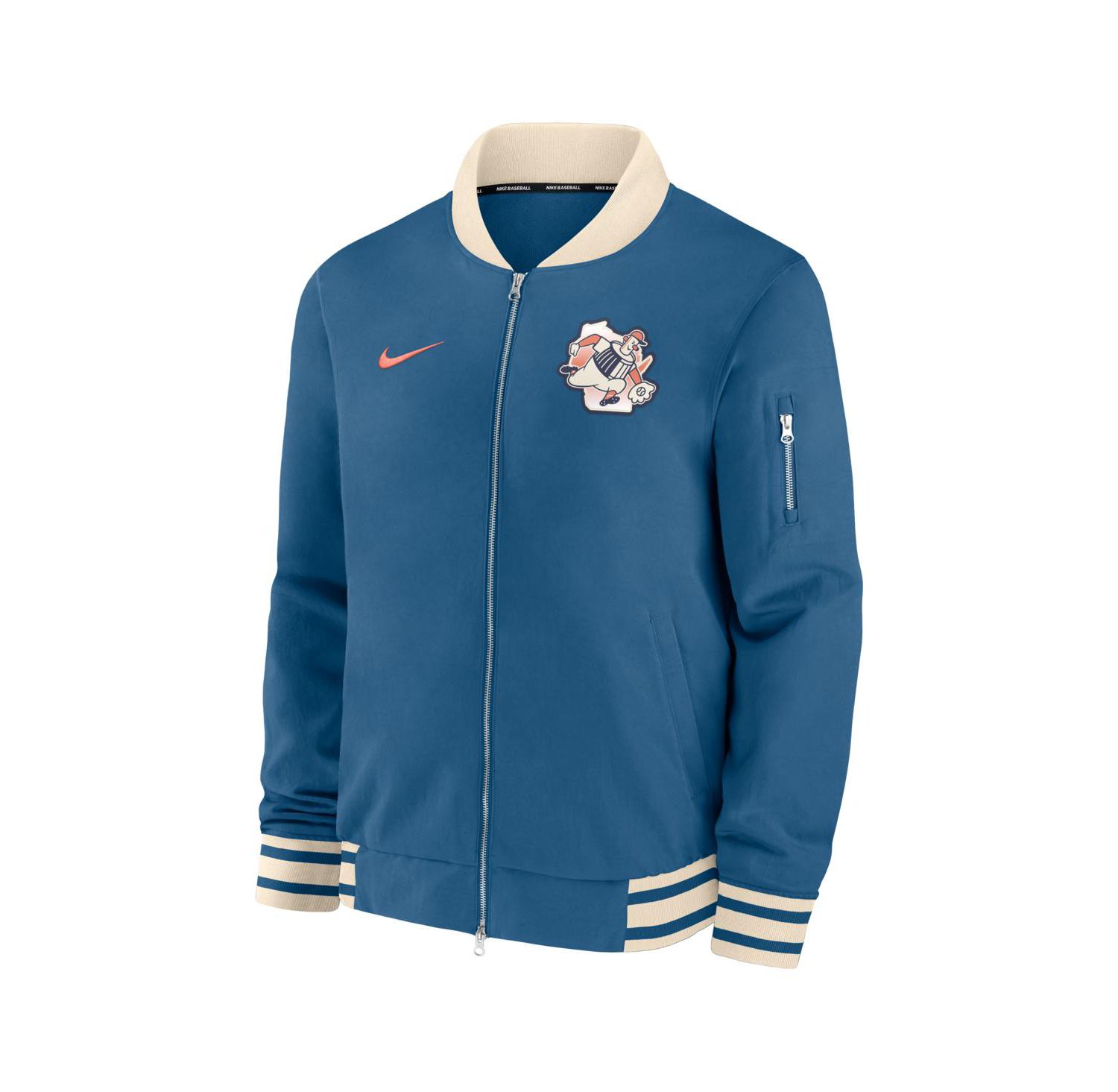 Men's Blue Milwaukee Brewers 2026 City Connect Authentic Collection Relaxed Full-Zip Bomber Jacket