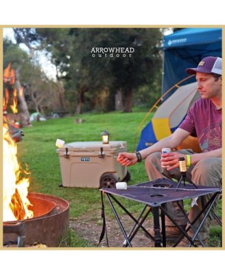 26" Heavy-Duty Portable Folding Camping Table, Square 600D Canvas Top, 2 Cup Holders, Steel Frame, Carry Bag, 2-Pack