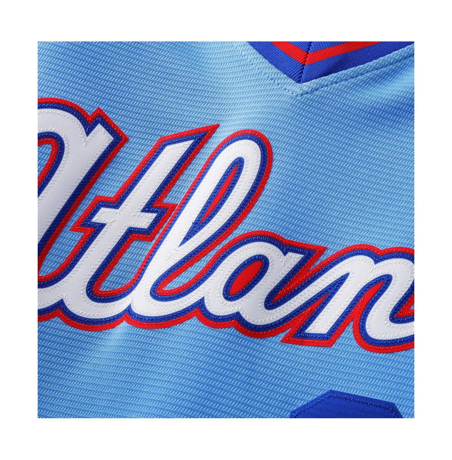 Мужской топ Nike Mike Yastrzemski Powder Blue Atlanta Braves 2026 City Connect Stadium Jersey — фото 4