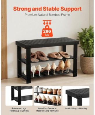 3-Tier Bamboo Shoe Rack Bench,286 lbs Capacity