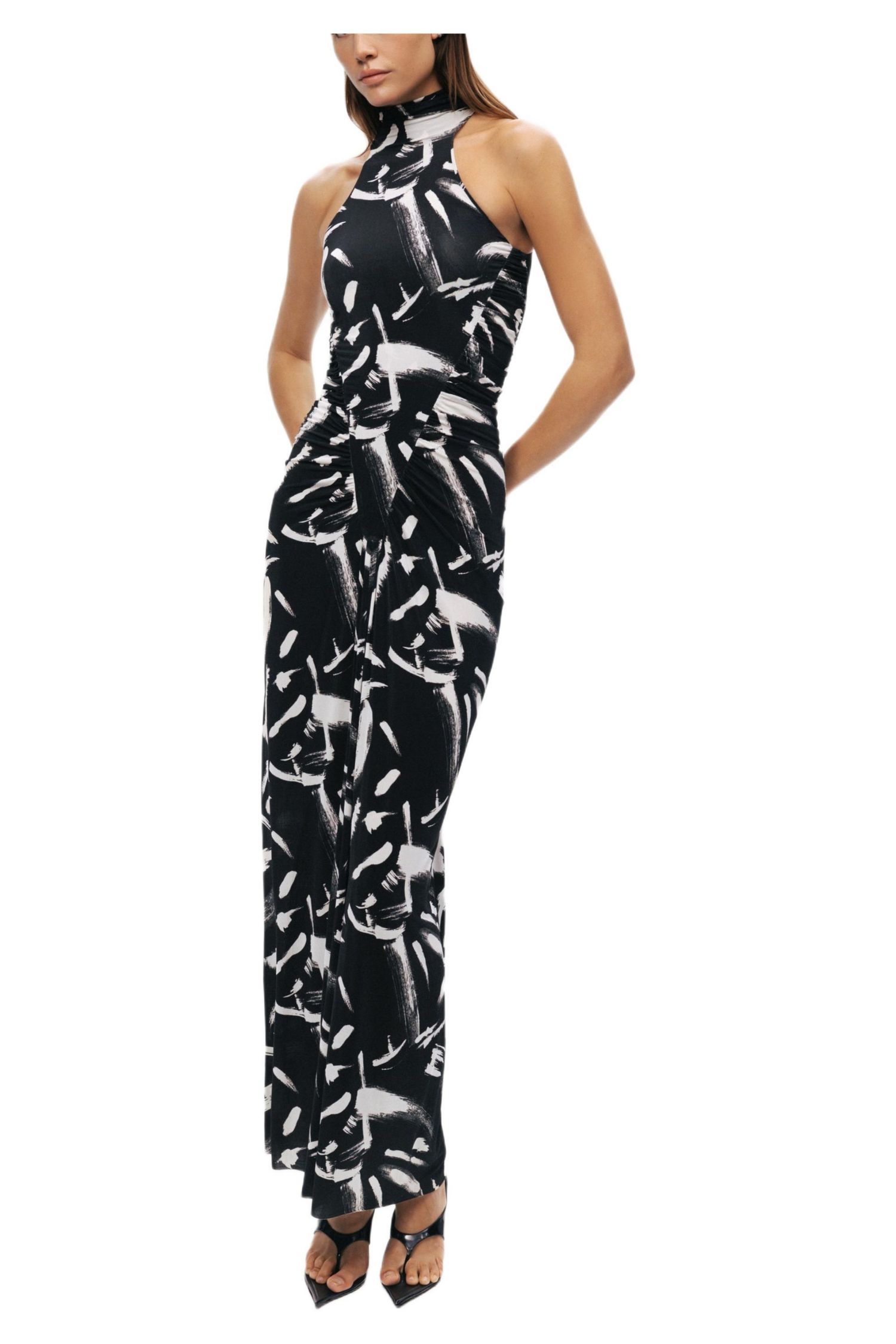Women's Printed Halter Maxi Dress