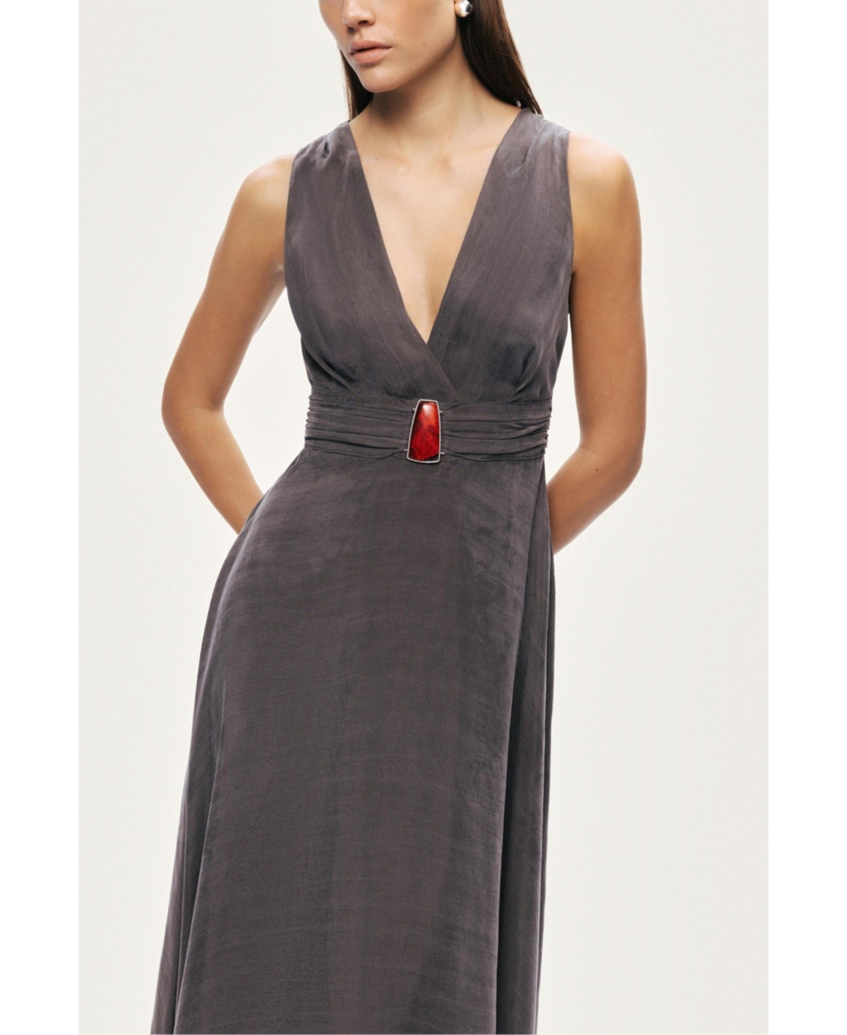 Nocturne Women's V-Neck Sleeveless Midi Dress