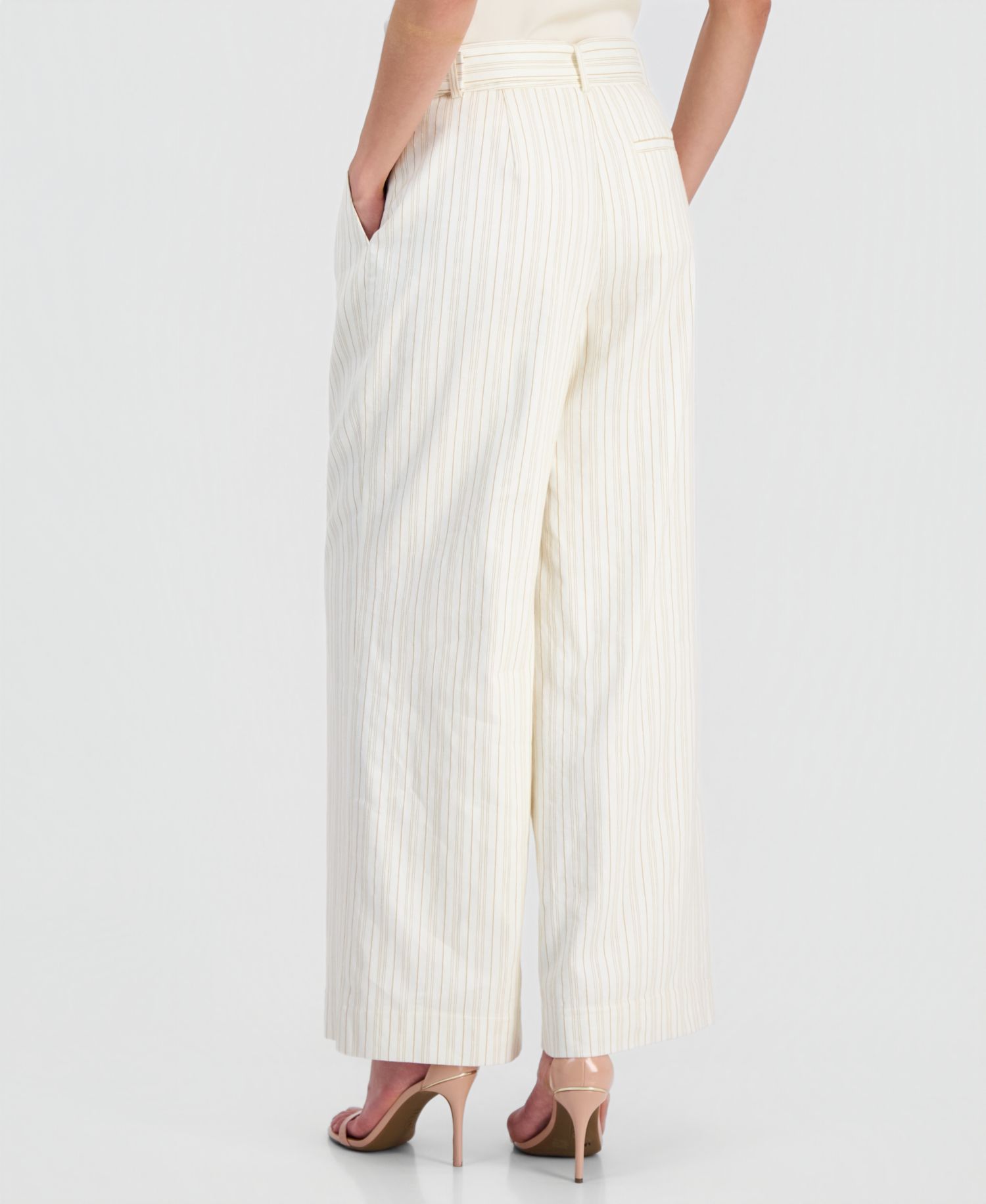 Women's High-Rise Belted Wide-Leg Pants