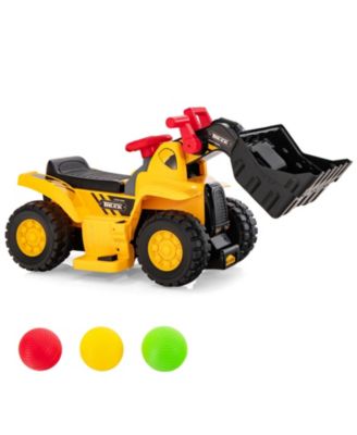 6V Electric Kids Bulldozer Ride On with Basketball Hoop and Balls