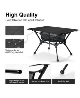 Camping Table Portable Folding Mesh Storage Net High Low Options Camping Outdoor Recreation Gear