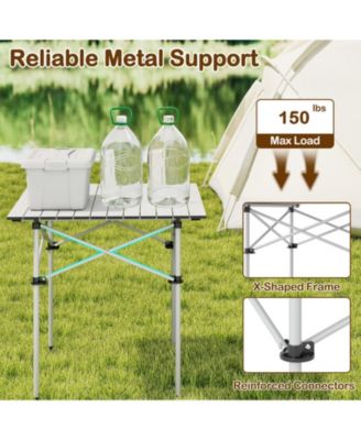 Folding Roll-Up Aluminum Camping Table with Carry Bag