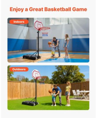 Kids Basketball Hoop, 5.2-6.9 ft Height Adjustable Stand with Rolling Wheels, Nylon Net, Portable Backboard Set