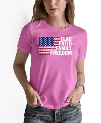 Women's Faith Flag Word Art Pullover Top