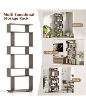 6-Tier Geometric Bookshelf with Anti-Tipping Kits