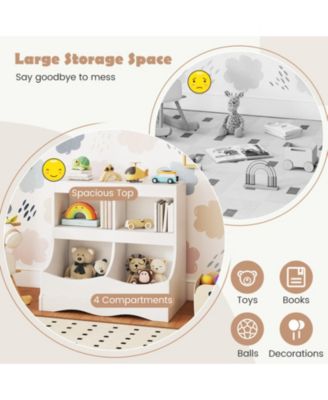 4-Cubby Kids Bookcase and Toy Organizer with Spacious Countertop