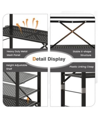 5-Tier Foldable Metal Storage Shelving Unit on Wheels