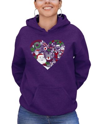Women's Christmas Themed Heart Word Art Hooded Sweatshirt