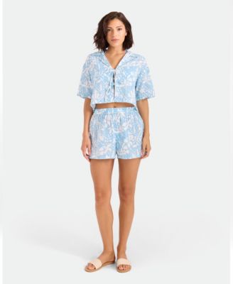 Women's Printed Pull-On Swim Cover-Up Shorts