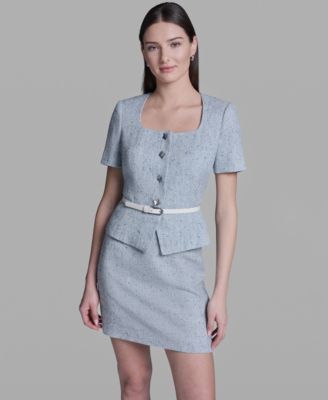Women's Square Neck Belted Jacket