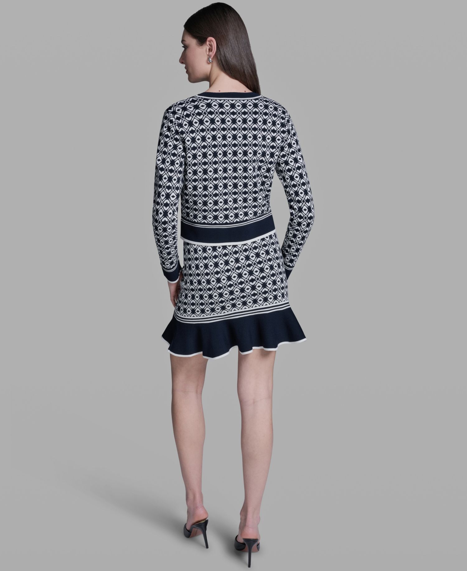 Women's Printed Crewneck Sweater Jacket