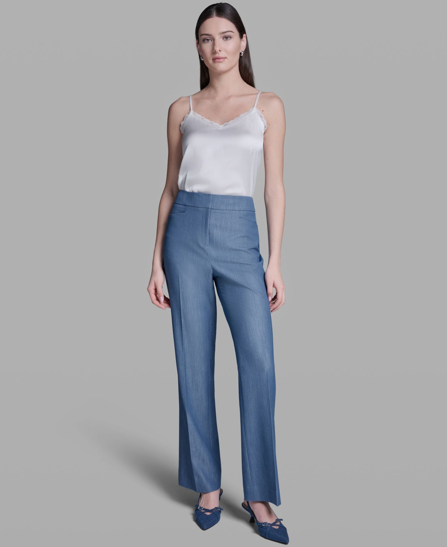 Женские брюки BCBG High-Rise Wide-Leg Denim Pants, цвет: Светлый синий индиго — фото 2
