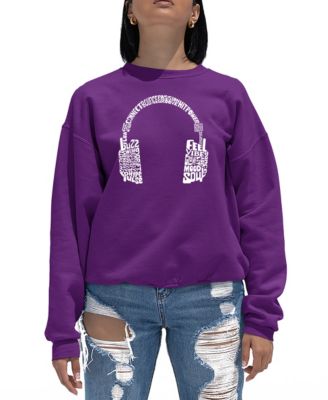 Women's Mood Headphones Word Art Crewneck Sweatshirt