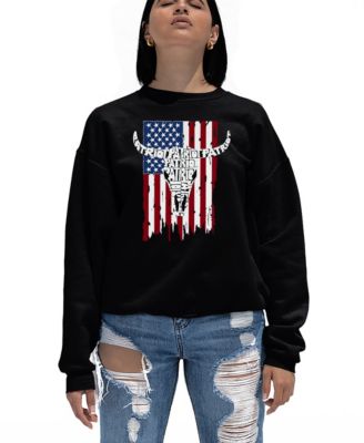 Women's Patriot Flag Word Art Crewneck Sweatshirt